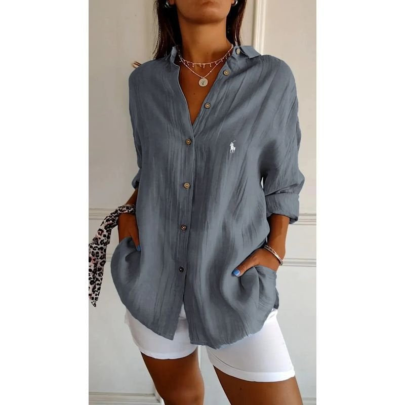 Camicia Classica da Donna RL con Colletto Morbido e Bottoni
